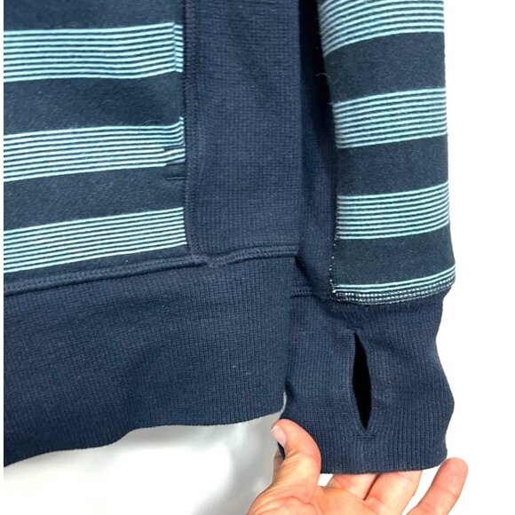Lululemon Mens Core Hoodie Sweatshirt Micro Macro Stripe Inkwell Blue Medium - Picture 4 of 5